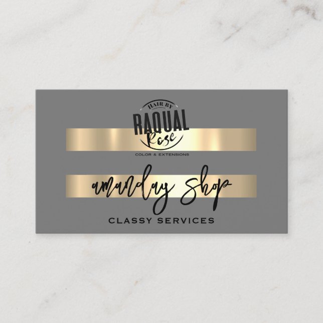 QR Code Logo Online Shop Gold Gray Professional Business Card (Front)