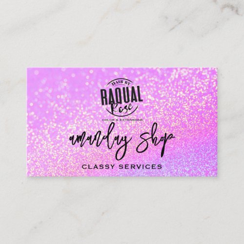 QR Code Logo Online Shop Pink Glitter Gold Business Card