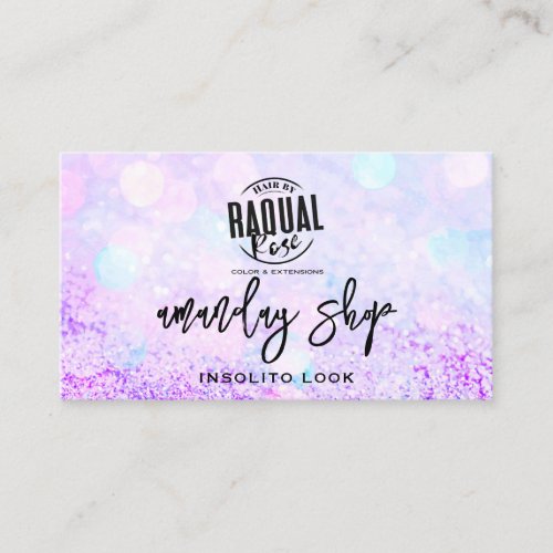 QR Code Logo Online Shop Pink Glitter Purple Business Card