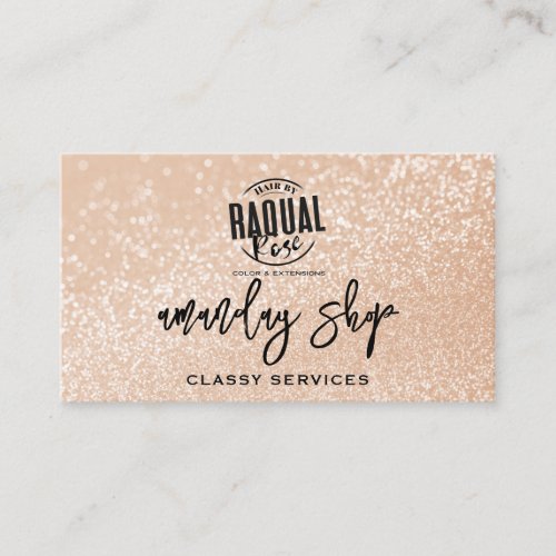 QR Code Logo Online Shop Rose Powder  Glitter Business Card