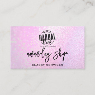 QR Code Logo Online Shop Unique Pink Glitter Business Card