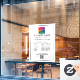 QR Code Logo Opening Hours Simple And Professional Window Cling