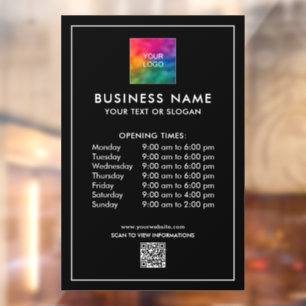 QR Code Logo Opening Hours Simple Minimalist Window Cling