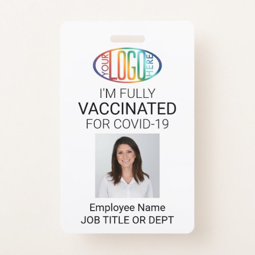 QR Code Logo Photo Employee ID Covid Vaccine Pass Badge