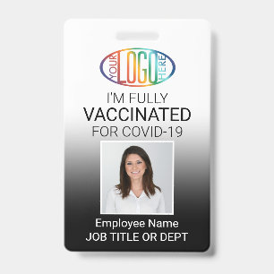 QR Code Logo Photo ID Covid Vaccine Pass Black Badge