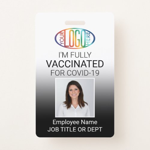 QR Code Logo Photo ID Covid Vaccine Pass Black Badge