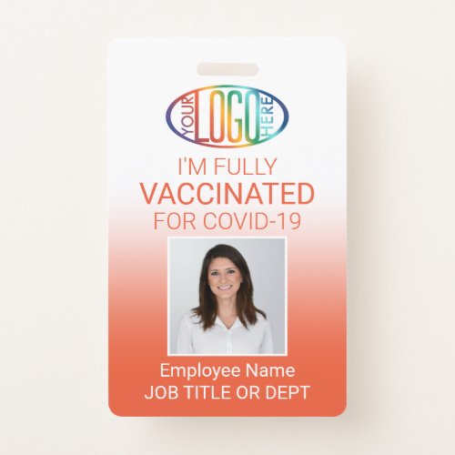 QR Code Logo Photo ID Covid Vaccine Pass Orange Badge
