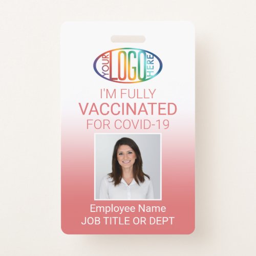 QR Code Logo Photo ID Covid Vaccine Pass Pink Badge