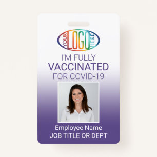 QR Code Logo Photo ID Covid Vaccine Pass Purple Badge