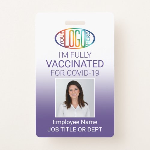 QR Code Logo Photo ID Covid Vaccine Pass Purple Badge