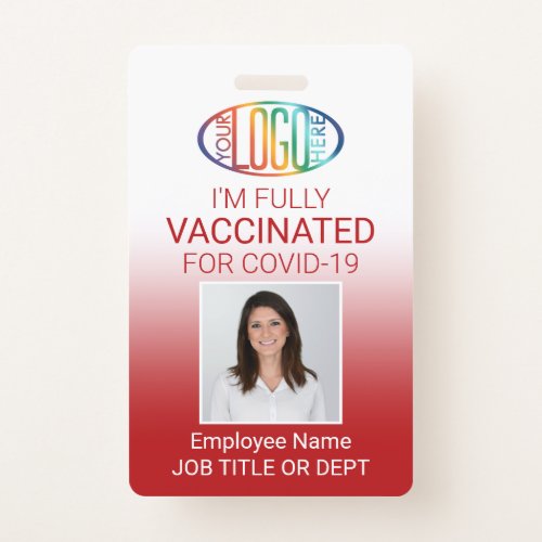 QR Code Logo Photo ID Covid Vaccine Pass Red Badge