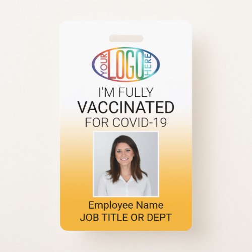 QR Code Logo Photo ID Covid Vaccine Pass Yellow Badge
