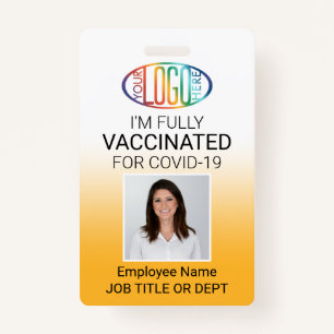 QR Code Logo Photo ID Covid Vaccine Pass Yellow Badge