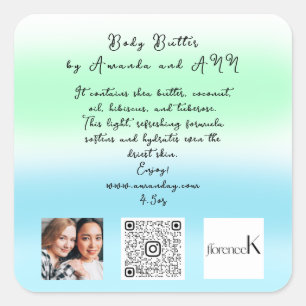 QR CODE LOGO PHOTO PRODUCT COSMETICS DESCRIPTION SQUARE STICKER
