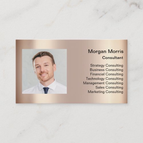 QR Code Logo Photo Professional Company Rose Gold Business Card