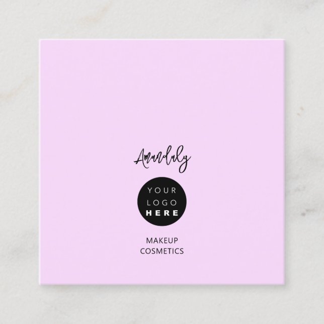 QR Code Logo Pink Minimalism Pastel Elegant Square Business Card (Front)