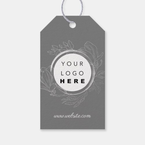 Qr Code Logo Product Description Price Floral Gray Gift Tags