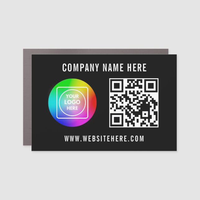 QR Code & Logo Professional Car Magnet (Front)