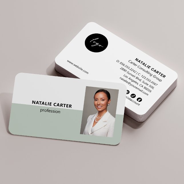 QR CODE Logo Professional Photo Portrait SAGE Business Card (Creator Uploaded)