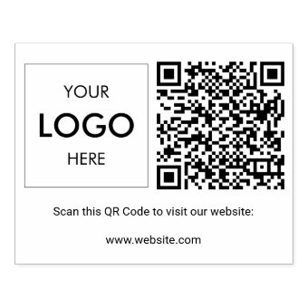 QR Code Logo Professional Rubber Stamp | Zazzle