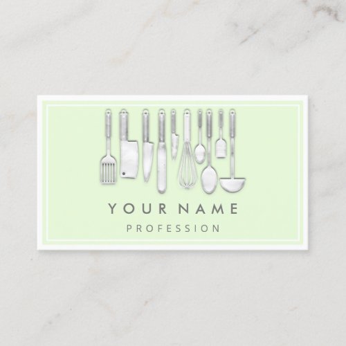 QR CODE Logo Restaurant Cooking Diet Chef Green Business Card