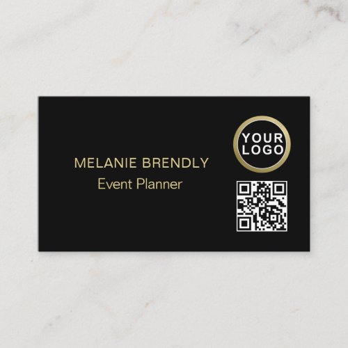 QR Code Logo Simple Black Gold Business Card