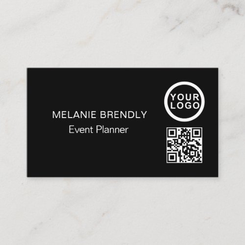 QR Code Logo Simple Black White Business Card