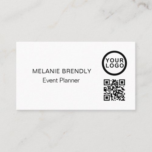 QR Code Logo Simple Black White Business Card