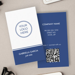 QR Code Logo Simple Blue Business Card