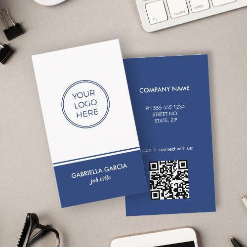 QR Code Logo Simple Blue Business Card