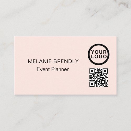 QR Code Logo Simple Blush Pink Business Card