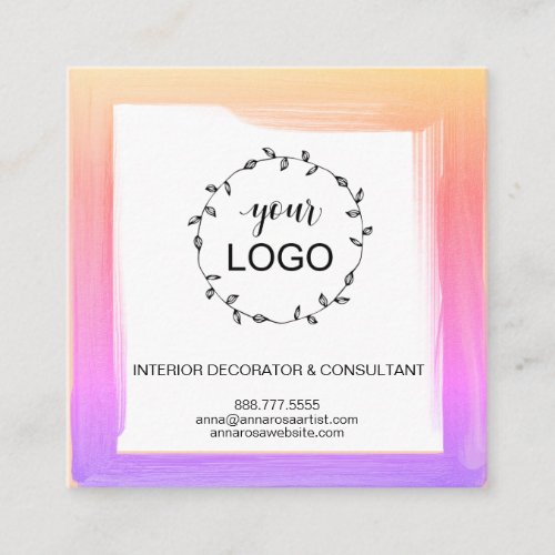  QR Code LOGO _ Social Media Icons Bold Colors Square Business Card