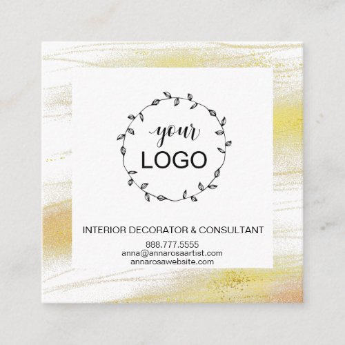  QR Code LOGO_ Social Media Icons Gold Dust Square Business Card