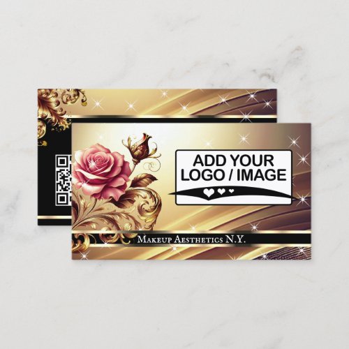 QR Code Logo Template Deluxe Gold Rose Luxury Chic Business Card