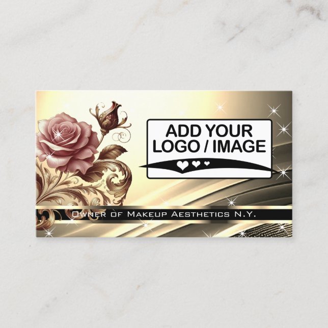 QR Code Logo Template Deluxe Golden Rose Luxury   Business Card (Front)
