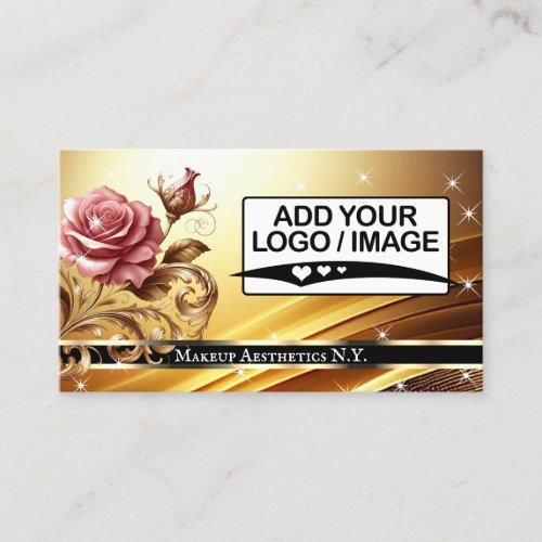 QR Code Logo Template Deluxe Golden Rose Luxury Business Card