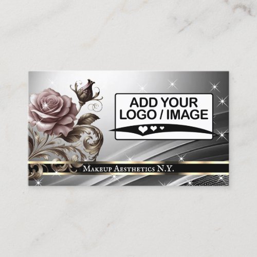 QR Code Logo Template Deluxe Silver Rose Luxury Business Card