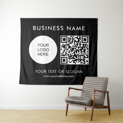 QR Code Logo Text Party Event Seminar Large Tapestry