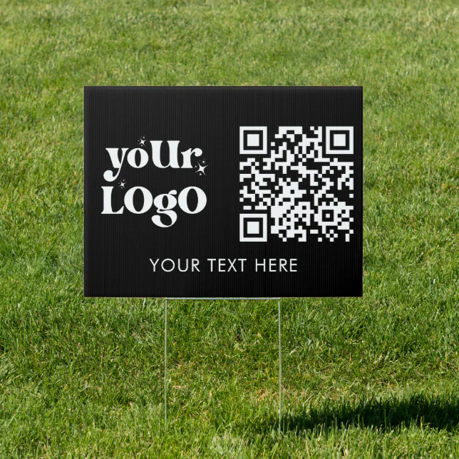 QR Code Logo Text Promotional Business Outdoor Sign | Zazzle