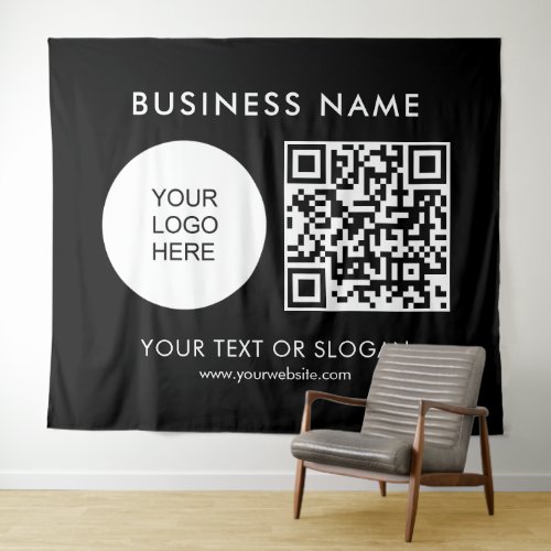 QR Code Logo Text Seminar Party Event Business Tapestry