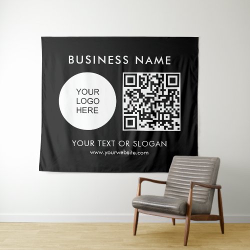 QR Code Logo Text Seminar Party Event Large Tapestry