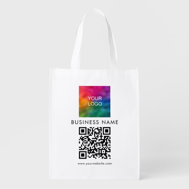 QR Code Logo Website Url Double Sided Promotional Grocery Bag (Front)