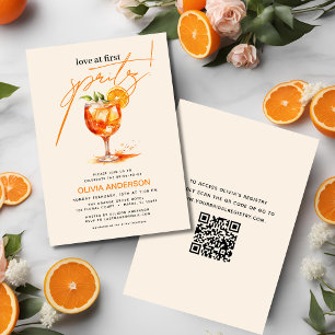 QR Code Love at First Spritz Orange Bridal Shower Invitation