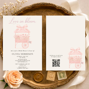 QR Code Love in Bloom Flower Market Bridal Shower Invitation