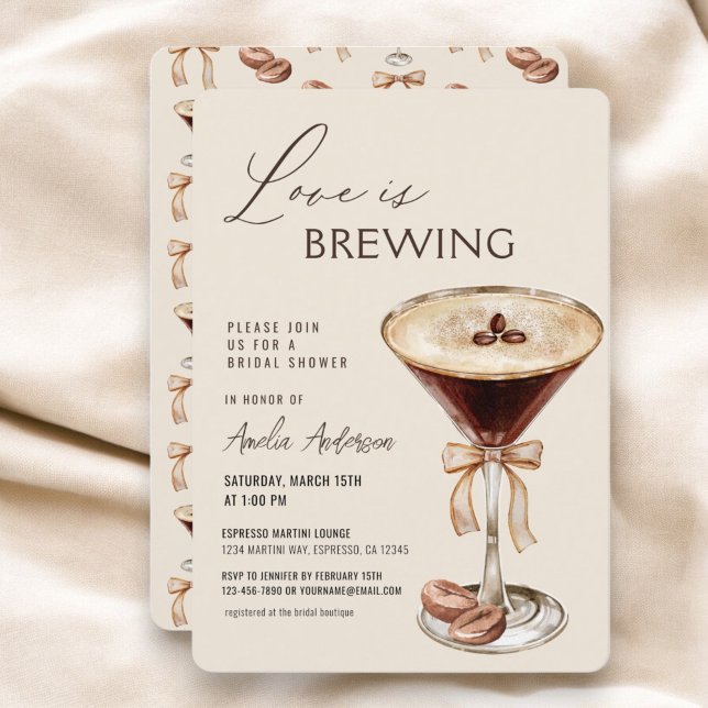 QR Code Love is Brewing Espresso Martini  Invitation (Creator Uploaded)
