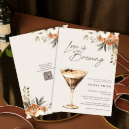 QR Code Love is Brewing Espresso Martini Shower Invitation