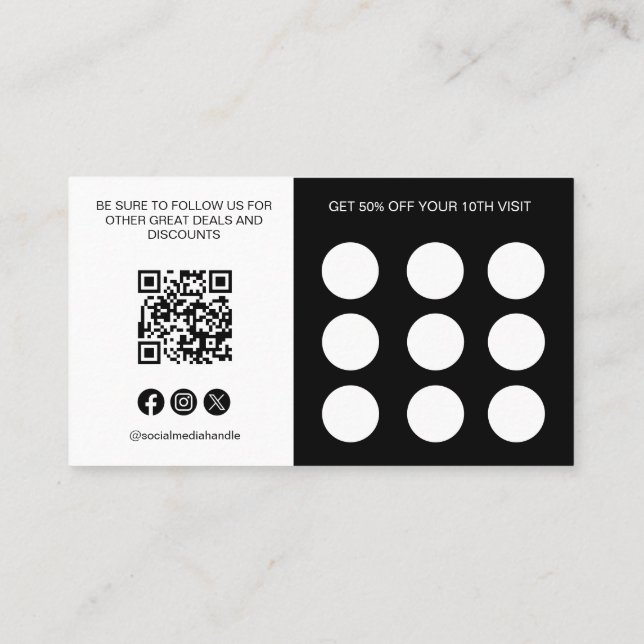 Qr code Loyalty Card Logo Social Media Icons (Back)