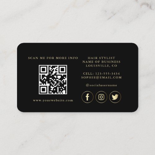 QR Code Luxury Gold Black Professional  Business Card