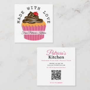 QR Code Made With Love Cupcake Bakery & Catering Square Business Card