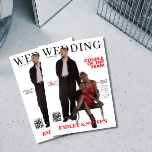QR code magazine cover wedding Invitation